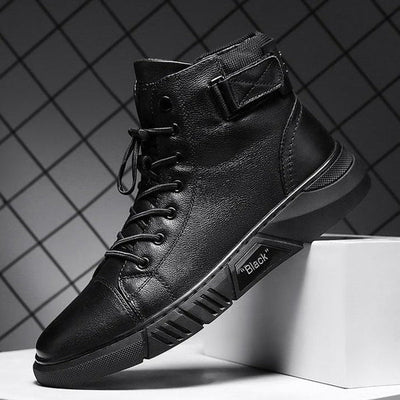 Schwarze Handgemachte Lederstiefel - NoirCraft