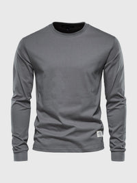 Pullover Herren Langarmshirt Rundhals | Basic Style in Dunkelgrau