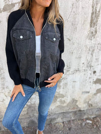 Stilvolle Damen Denim jacke in Schwarz