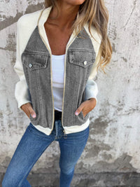 Stilvolle Damen Denim jacke in Grau