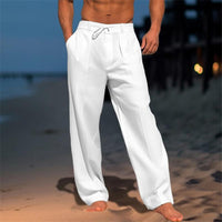 Erik | Leichte Leinenhose in Unifarbe in Weiß