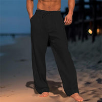 Erik | Leichte Leinenhose in Unifarbe in Schwarz