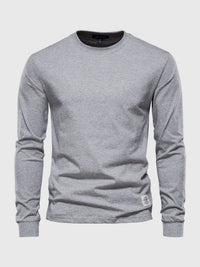 Eric | Herren Casual Slim Fit Langarm T-Shirt in Hellgrau