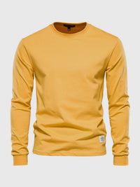 Pullover Herren Langarmshirt Rundhals | Basic Style in Gelb