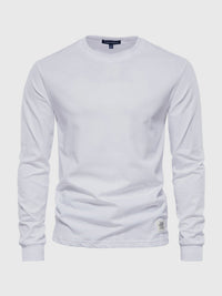 Pullover Herren Langarmshirt Rundhals | Basic Style in Weiß