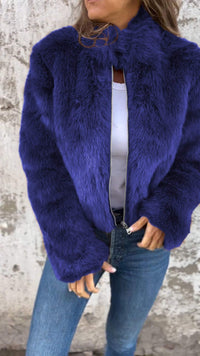 Kunstfell-Jacke - Suus in Blau