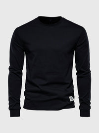 Pullover Herren Langarmshirt Rundhals | Basic Style in Schwarz