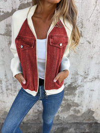 Stilvolle Damen Denim jacke in Rot