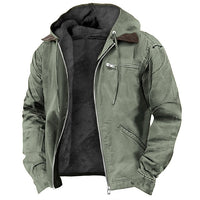 Herren Winterjacke | Lässig mit Kapuze und Reißverschlusstaschen in Grün