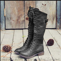 Sarah | Damen Klassiker Lace-up Schnürstiefel in Schwarz