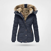 Julia | Damen Winter Gesteppte Kunstfelljacke in Blau