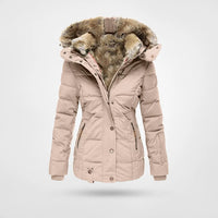 Julia | Damen Winter Gesteppte Kunstfelljacke in Rosa