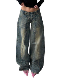 Juna | Weite Low-Rise Baggy-Jeans in Blau