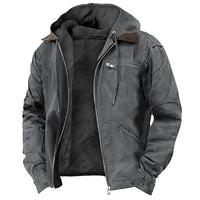 Herren Winterjacke | Lässig mit Kapuze und Reißverschlusstaschen in Grau