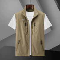 Karlo | Herren Outdoorweste ärmellos mit Reißverschluss in Khaki