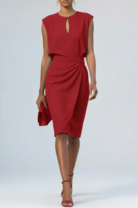 Katharina | Midikleid mit Schlüsselloch-Ausschnitt in Rot