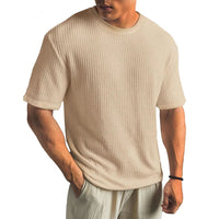 Herren Texturierte Rundhalsausschnitt T-Shirt in Khaki
