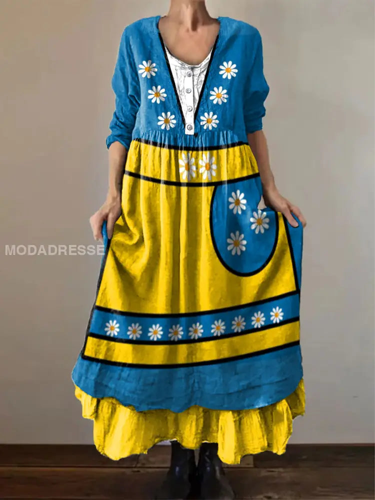 Bedrucktes Damenkleid im schwedischen Stil