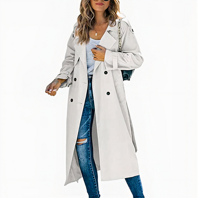 Klassischer langer Damen-Trenchcoat | Wasserdichte