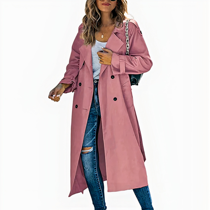 Klassischer langer Damen-Trenchcoat | Wasserdichte