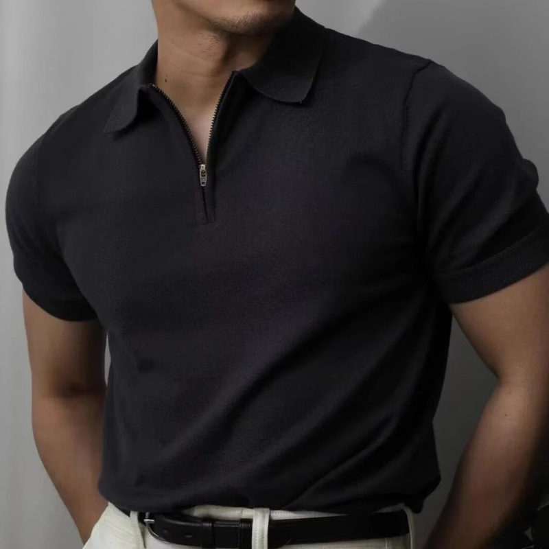 Klassisches Herren-Poloshirt mit Reißverschluss | Kurzarm