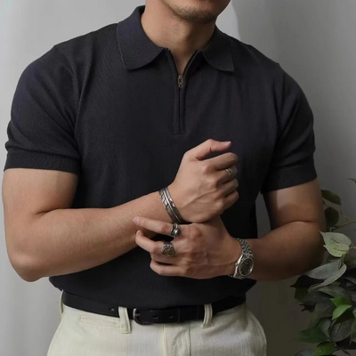 Klassisches Herren-Poloshirt mit Reißverschluss | Kurzarm