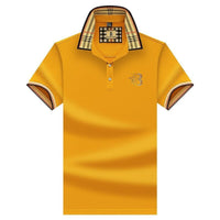 Konrad | Herren Poloshirt mit Karo-Kragen und Stickerei in Gelb