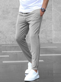 Kristof | Herren Slim Fit Chino mit Kordelzug in Grau