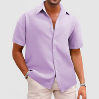 Warren | Herren Kurzarm Hemd | Button Down in Lila