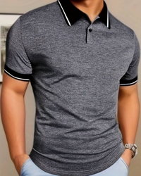 Ogie | Herren Kurzarm Poloshirt | Schwarz in Grau