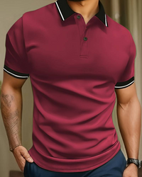 Ogie | Herren Kurzarm Poloshirt | Schwarz in Burgund