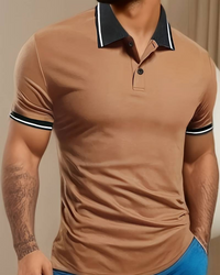Ogie | Herren Kurzarm Poloshirt | Schwarz in Kaffee