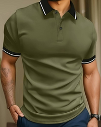 Ogie | Herren Kurzarm Poloshirt | Schwarz in Armeegrün
