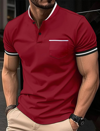 Miguel | Herren Kurzarm Poloshirt | Weiß in Rot