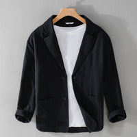 Lässige Herren Leinenjacke - Leandro in Schwarz