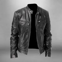 Lässige Lederjacke für Männer - Bruce in Schwarz