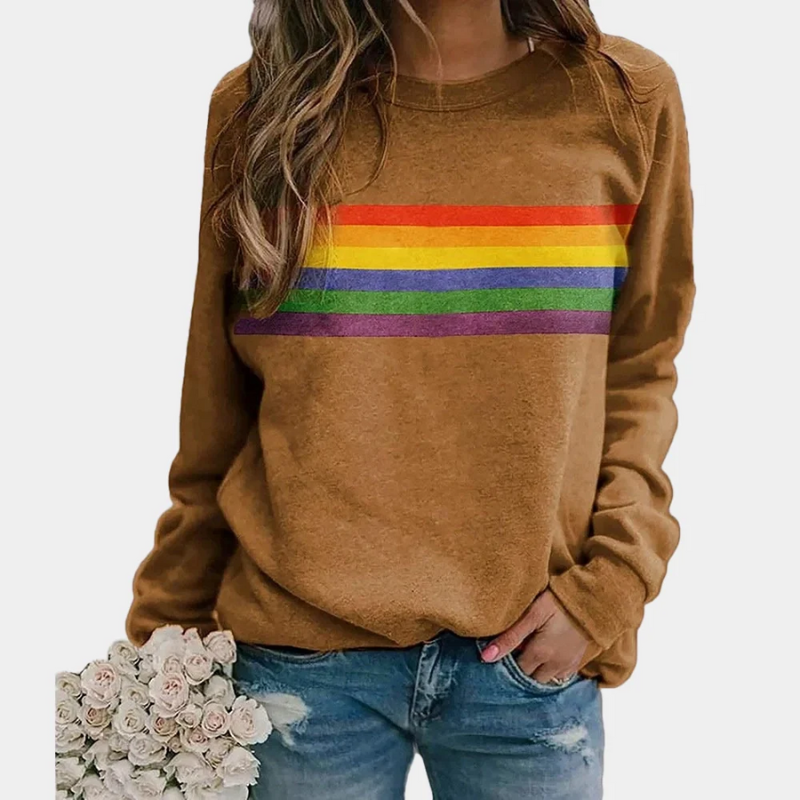 Lässiger Regenbogen-Pullover für Damen | Warmer