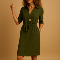 Lässiges Arbeitshemdkleid für Damen | Mini in Armee grün