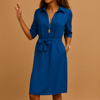 Lässiges Arbeitshemdkleid für Damen | Mini in Blau