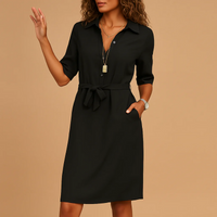 Lässiges Arbeitshemdkleid für Damen | Mini in Schwarz