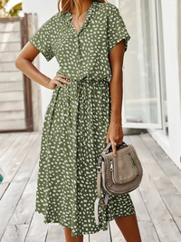 Lässiges bedrucktes Sommerkleid für Damen | Midi in Grün