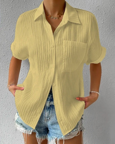 Lässiges Button-Down-Hemd für Damen | kurzarm