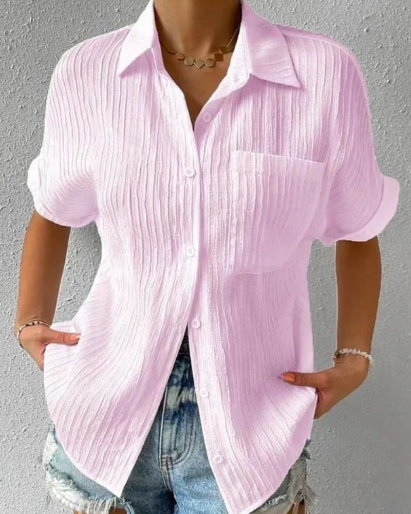 Lässiges Button-Down-Hemd für Damen | kurzarm