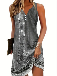 Lässiges ärmelloses Sommerkleid für Damen | Midi in Dunkelgrau