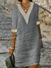 Lässiges Sommerkleid für Damen | Midi in Grau