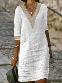 Lässiges Sommerkleid für Damen | Midi in Weiß