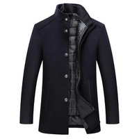 Jeremy | Herren Lang Trenchcoat | Warme Jacke in Marineblau