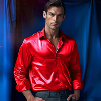 Randal | Herren Langarm Hemd | Schwarz in Rot