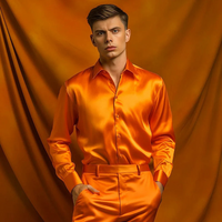 Randal | Herren Langarm Hemd | Schwarz in Orange