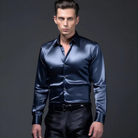 Randal | Herren Langarm Hemd | Schwarz in Blau